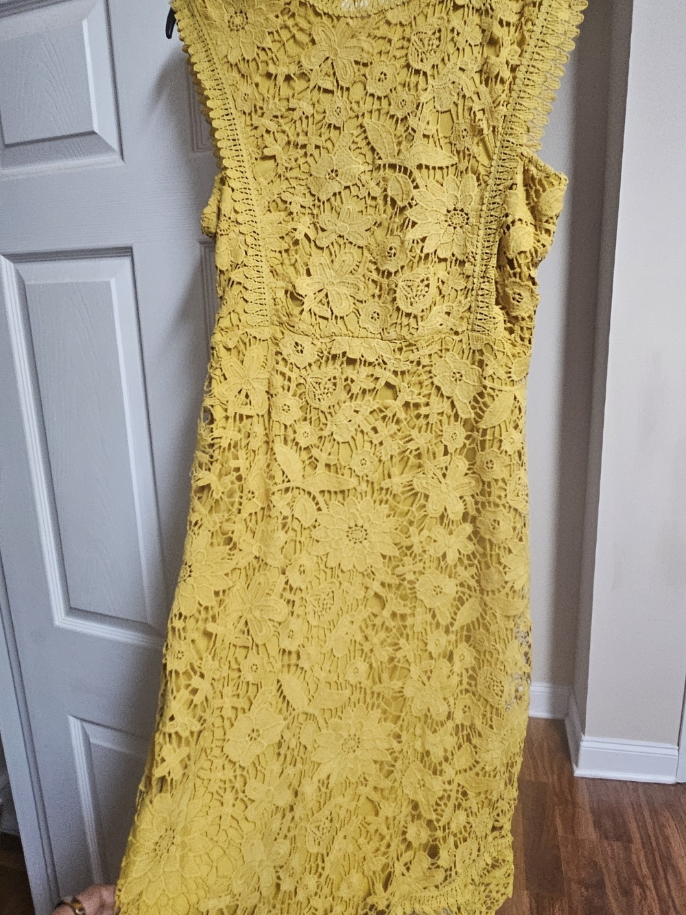 Boohoo Yellow Crochet Floral Midi Dress